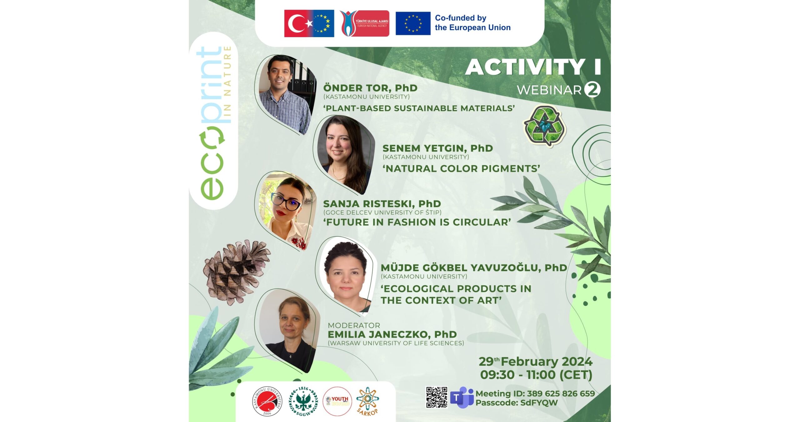 Erasmus+ “ECOPRINT in Nature” Projesi Çevrimiçi Seminer Serileri Başladı